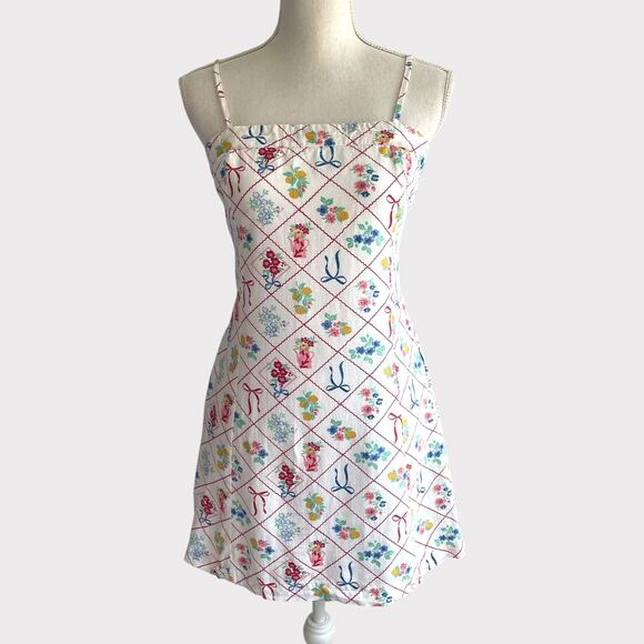 Jessica Simpson Mini Strapless Dress Floral Box Lemon Couette Size Medium - Picture 12 of 12